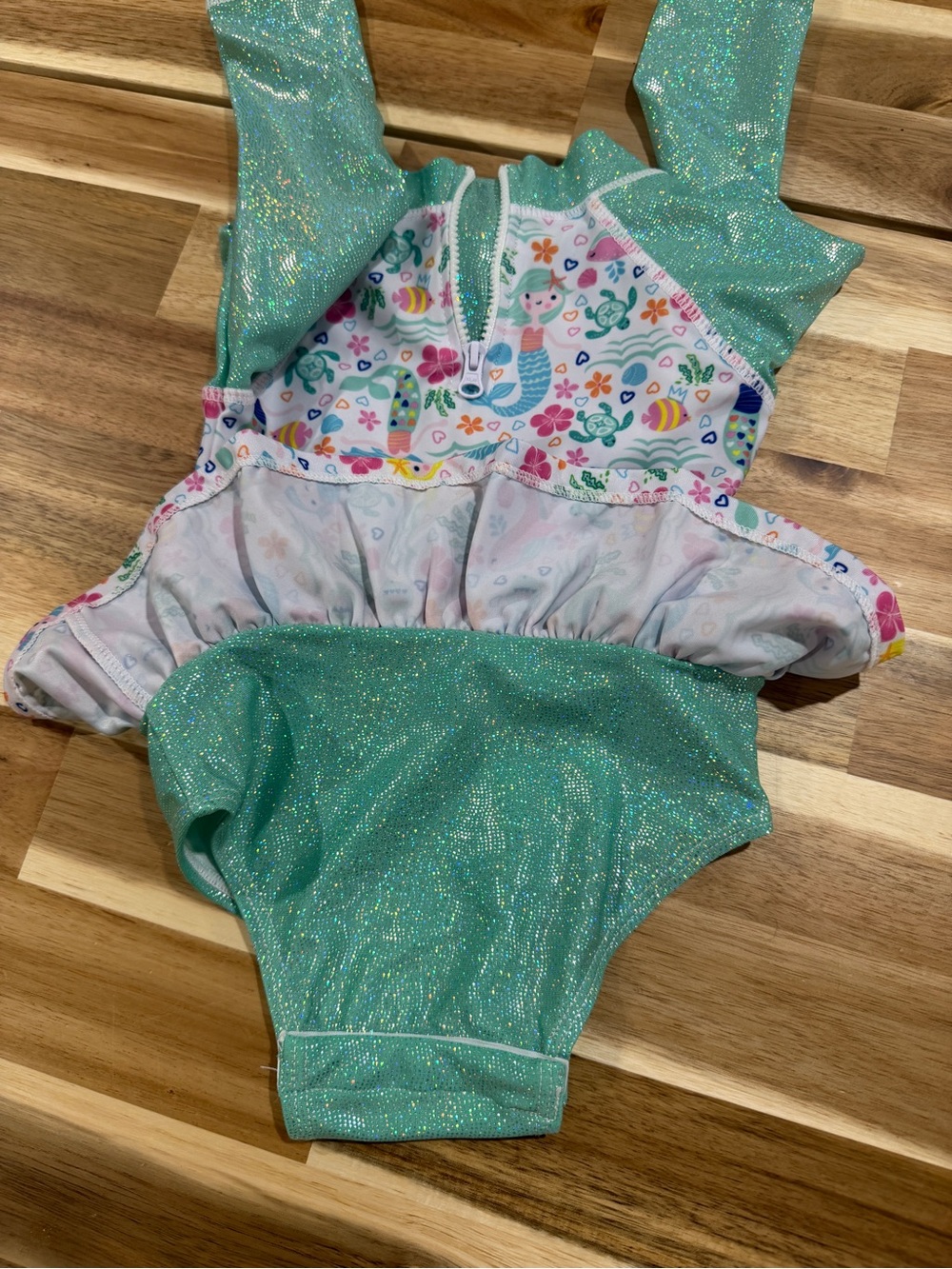 Flap Happy Mermaid Print Ruffle One-Piece Swimsuit estimated size 12-24 months - Picture 5 of 5